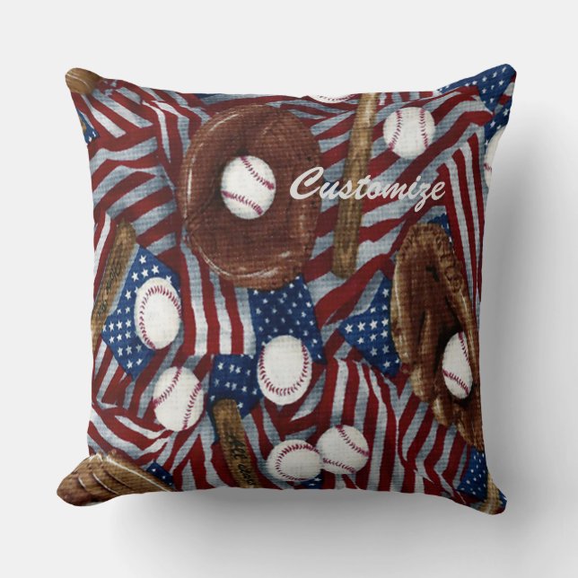 Personalised Baseball In The USA Cushion (Front)