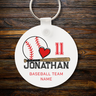 Personalised Baseball Keychain Custom Name Gift