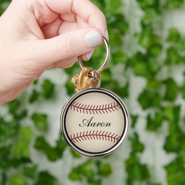 Personalised Baseball Keyring Keychain Gift (Hand)