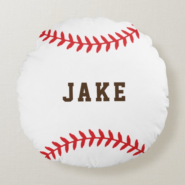Personalised Baseball Kids Name Sports Round Pillo Round Cushion (Front)
