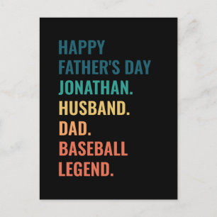 Personalised Baseball Legend Husband Father's Day Holiday Postcard