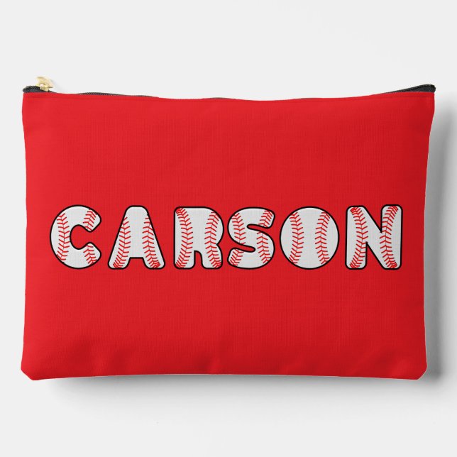 Personalised Baseball Letters Name Accessory Pouch (Front)