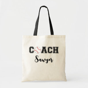 Personalised baseball / little league coach team tote bag