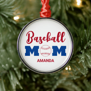 Personalised Baseball Mum Custom Name Christmas Metal Ornament