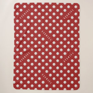 Personalised Baseball Name Blanket – Red & White