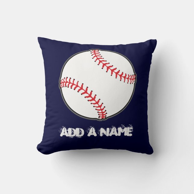 Personalised Baseball navy Blue pillow, Add A name Cushion (Front)