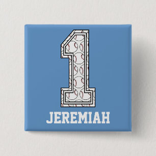 Personalised Baseball Number 1 15 Cm Square Badge