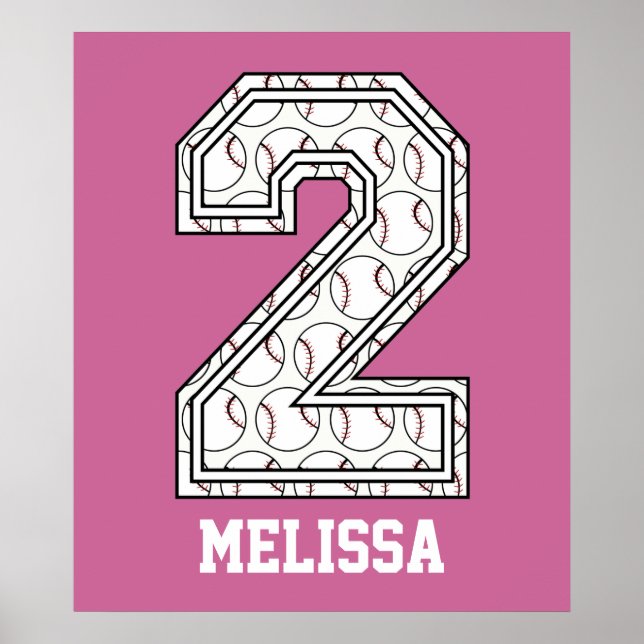Personalised Baseball Number 2 Poster (Front)