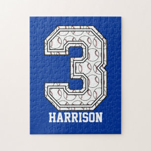 Personalised Baseball Number 3 Jigsaw Puzzle