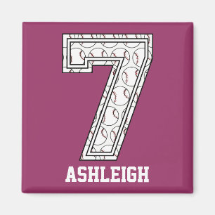 Personalised Baseball Number 7 Magnet