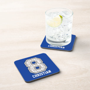 Personalised Baseball Number 8 Coaster
