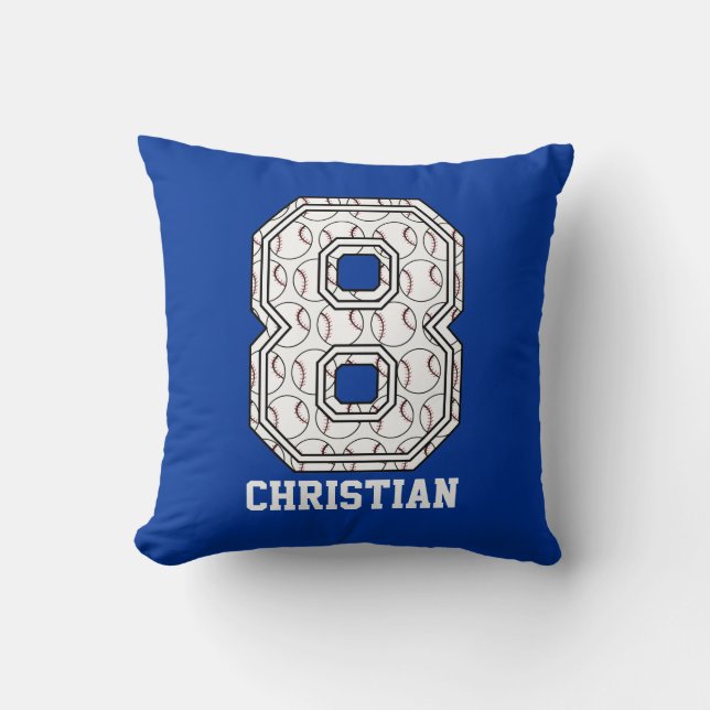 Personalised Baseball Number 8 Cushion (Front)