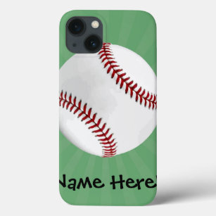 Personalised Baseball on Green Kids Boys iPhone 13 Case