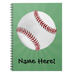 Personalised Baseball on Green Kids Boys Notebook