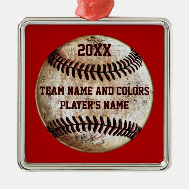 Personalised Baseball Ornaments, Your Colours, Metal Ornament (Front)
