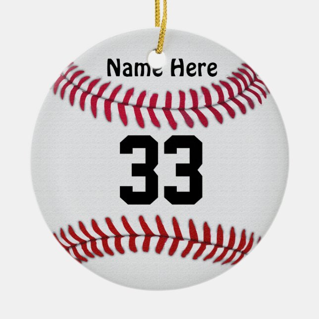 Personalised Baseball Ornaments YOUR NAME & NUMBER (Front)