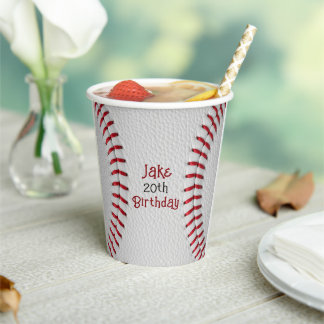 Personalised Baseball Paper Plates with Name & Age Cups