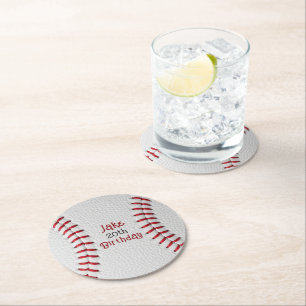 Personalised Baseball Paper Plates with Name & Age Round Paper Coaster