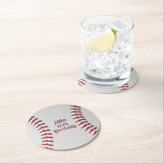 Personalised Baseball Paper Plates with Name & Age Round Paper Coaster