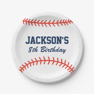 Personalised Baseball Party Paper Plates