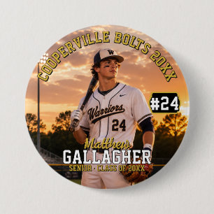 Personalised Baseball Photo Button