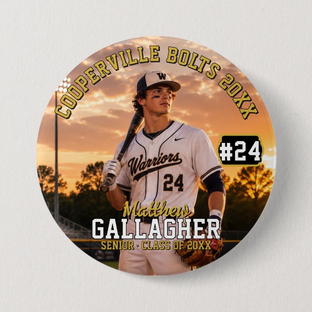 Personalised Baseball Photo Button (Front)