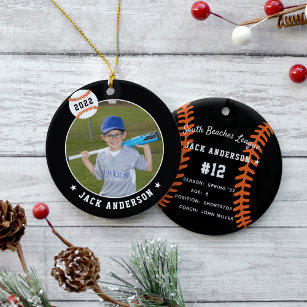 Personalised Baseball Photo & Player Stats Ceramic Ornament