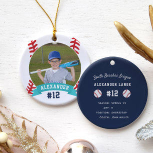 Personalised Baseball Photo & Player Stats Ceramic Ornament