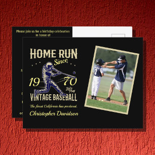 Personalised Baseball Photo Year Name Birthday Invitation Postcard