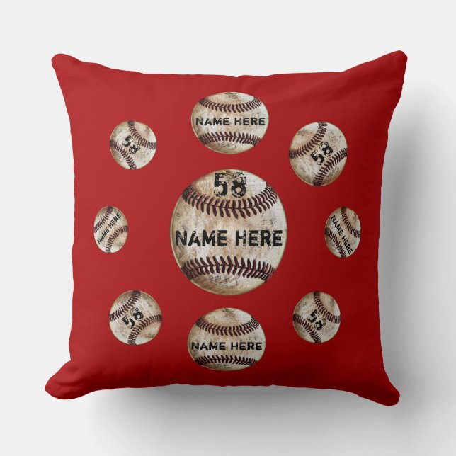 Personalised Baseball Pillows Your Text and Colour (Front)
