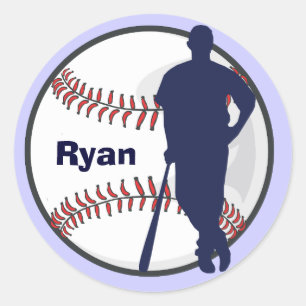 Personalised Baseball Player Classic Round Sticker