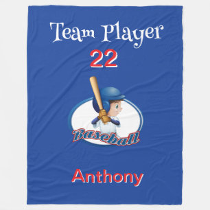 Personalised Baseball Player Fleece Blanket