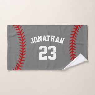 Personalised Baseball Player Name Grey Hand Towel