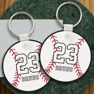 Personalised Baseball Player Name & Number Key Ring
