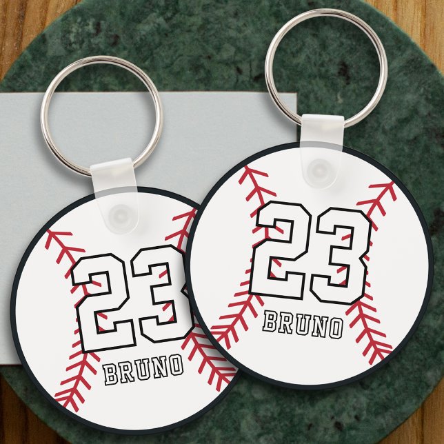 Personalised Baseball Player Name & Number Key Ring (Creator Uploaded)