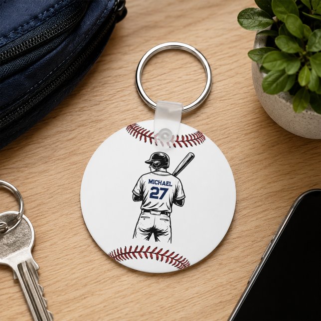 Personalised Baseball Player Name & Number Key Ring (Creator Uploaded)