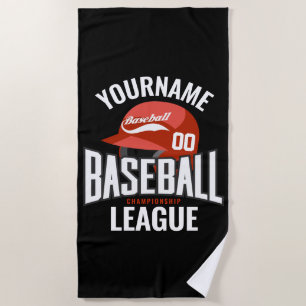 Personalised Baseball Player NAME Team Champ Club  Beach Towel
