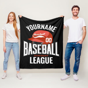 Personalised Baseball Player NAME Team Champ Club  Fleece Blanket