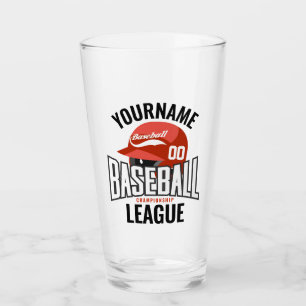 Personalised Baseball Player NAME Team Champ Club Glass