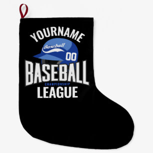Personalised Baseball Player NAME Team Champ Club  Large Christmas Stocking