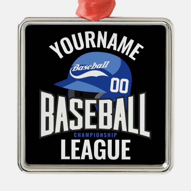 Personalised Baseball Player NAME Team Champ Club  Metal Ornament (Front)