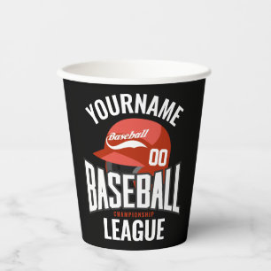 Personalised Baseball Player NAME Team Champ Club Paper Cups