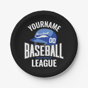 Personalised Baseball Player NAME Team Champ Club Paper Plate