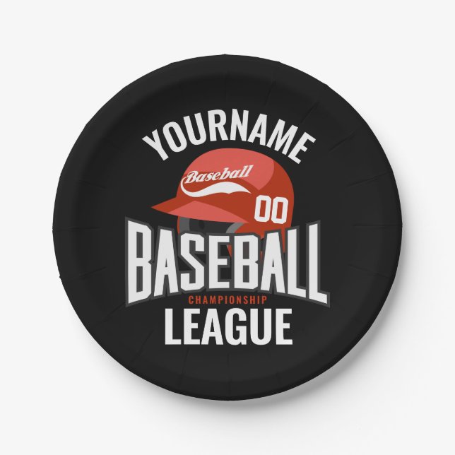 Personalised Baseball Player NAME Team Champ Club  Paper Plate (Front)