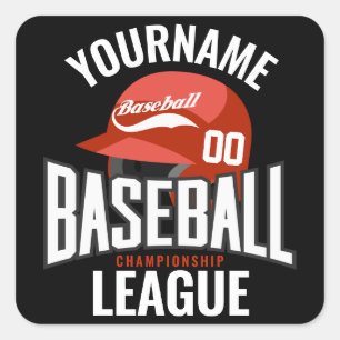 Personalised Baseball Player NAME Team Champ Club  Square Sticker
