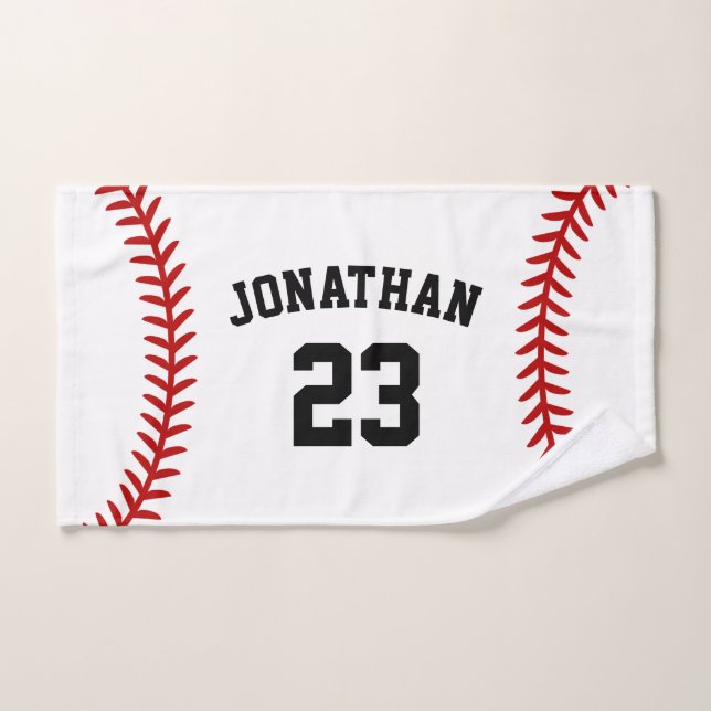 Personalised Baseball Player Name White Hand Towel (Hand Towel)