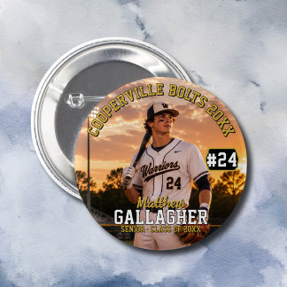 Personalised Baseball Player Photo 6 Cm Round Badge