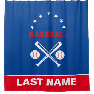 Personalised Baseball Player Shower Curtain