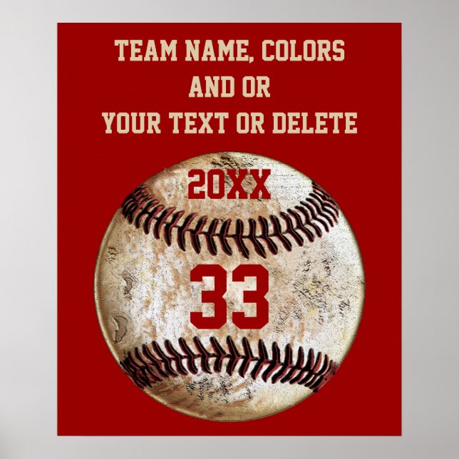 Personalised Baseball Posters, Your Text, Colours Poster (Front)
