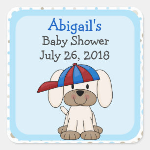 Personalised Baseball Puppy Baby Shower Stickers
